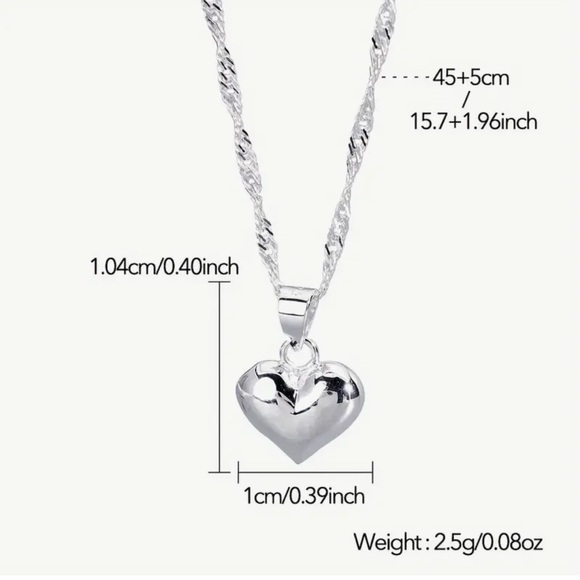 NEW Sterling Silver Heart Pendant Necklace - Picture 3 of 4